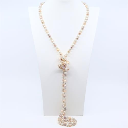 KK LifeStyle Freshwater Cultured Pearl Jewelry Collection – Classic Cream White, Black, Pink, or Lavender Pearls – Elegant Endless Long Necklace or Matching Necklace, Bracelet, and Earrings Set for Women – Timeless Gift for Any Occasion (7.5-8.5 Multi Col