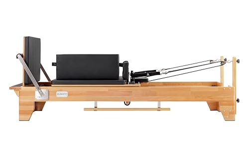 Pilates Reformer Machine with Sitting Box & Jumpboard – Adjustable Resistance, Durable Black PVC Upholstery – Ideal for Home or Studio Workouts