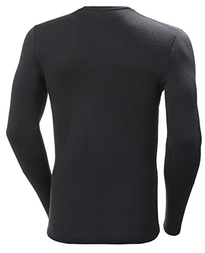 Helly-Hansen LIFA Merino Midweight Crew Base Layer for Men - Warm & Breathable, Ideal for Winter Sports & Outdoor Activities, 990 Black - L