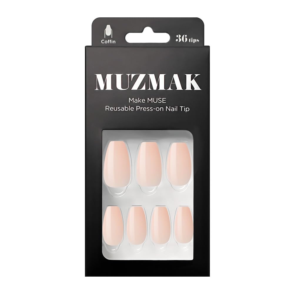 MUZMAK Reusable NJeans Press on Nails | 36 Fake Nails Kit with Toe Shoes Coffin Designs | Glue On Nails for Women Gift with K-POP Style
