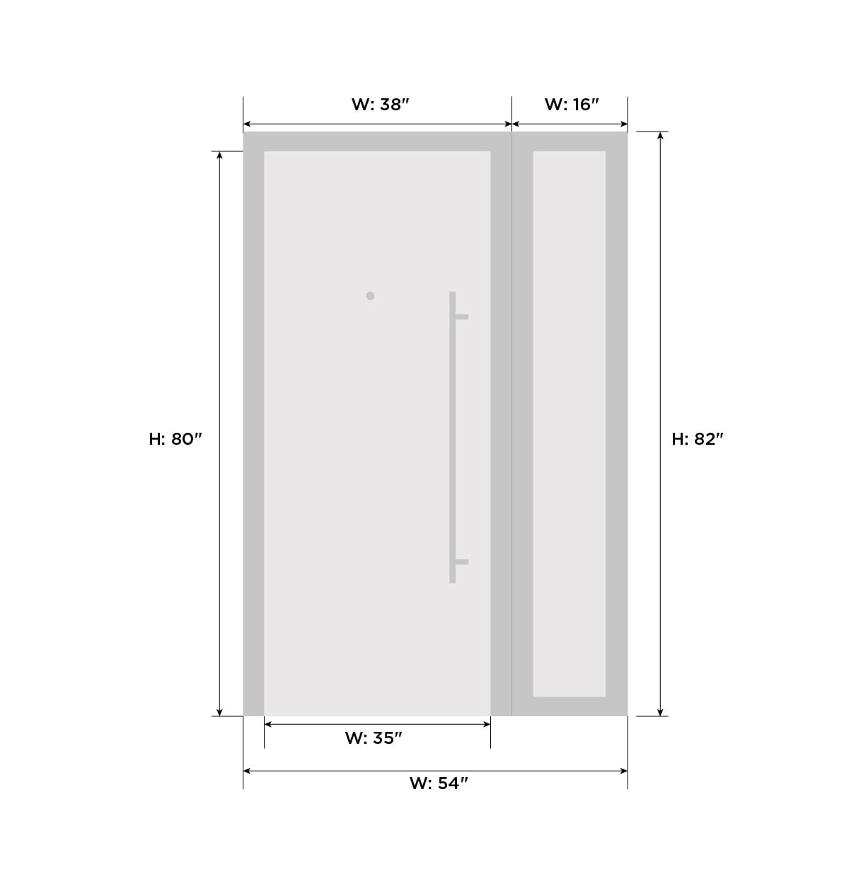 VDOMDOORS Front Exterior Prehung Steel Door/Deux 6083 Black Enamel/Side Exterior Window Sidelite/Stainless Inserts Entry Metal Modern Painted W36+16" x H80 Right Hand Inswing