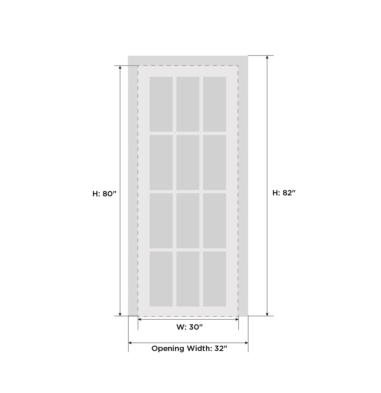 Sartodoors Quadro 4113 | 30 x 80 | Black Matte Interior Single Swing Door with Frosted Glass | Solid MDF Door in Modern French Style | Hardware Included