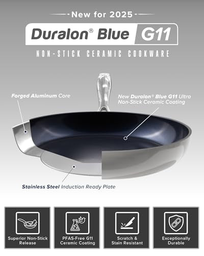 Nuwave Healthy G11-Pots and Pans Set Non Stick, 9H Near-Diamond Hardness Scratch-Resistant, Works on All Stovetops, PFAS Free, with Frying Pans, Saucepans & Glass Lids, Stay-Cool Handles, Cool Gray