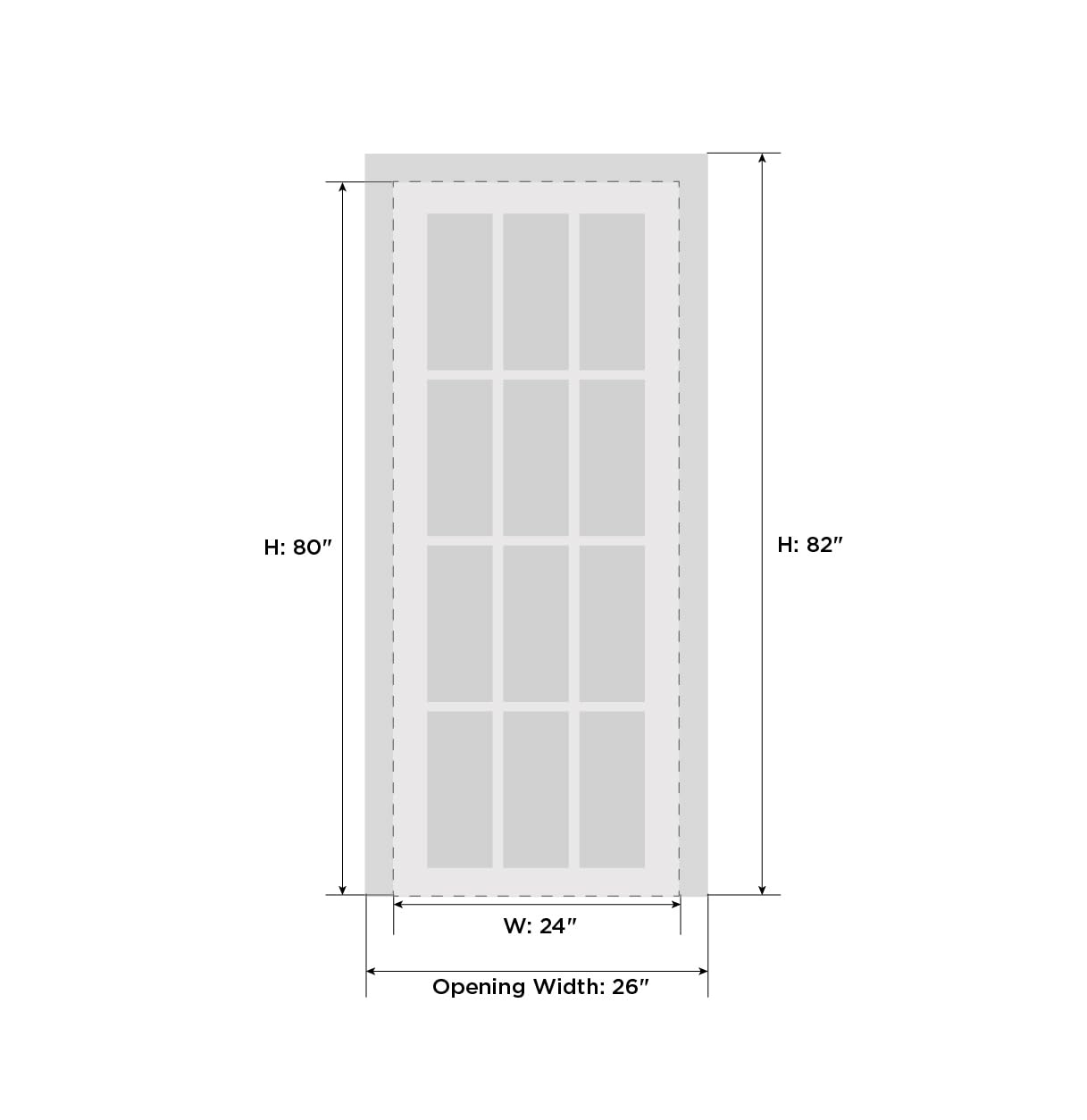 Solid Interior French 24 x 80 inches | Planum 0770 Painted White Matte | Single Regular Panel Frame Trims Handle | Bathroom Bedroom Sturdy Doors