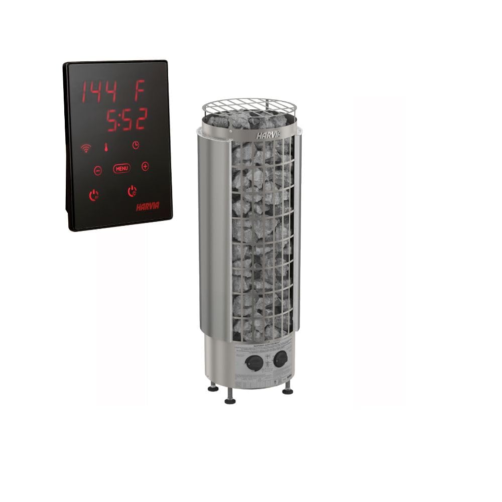saunalife GL4 Outdoor Sauna Kit, Garden Luxury-Series Outdoor DIY Sauna Kit, Thermo-Spruce, up to 4 Persons Bundles (Sauna Heater and Sauna Stones Included) (Harvia Cilindro PC60E - Xenio WiFi)