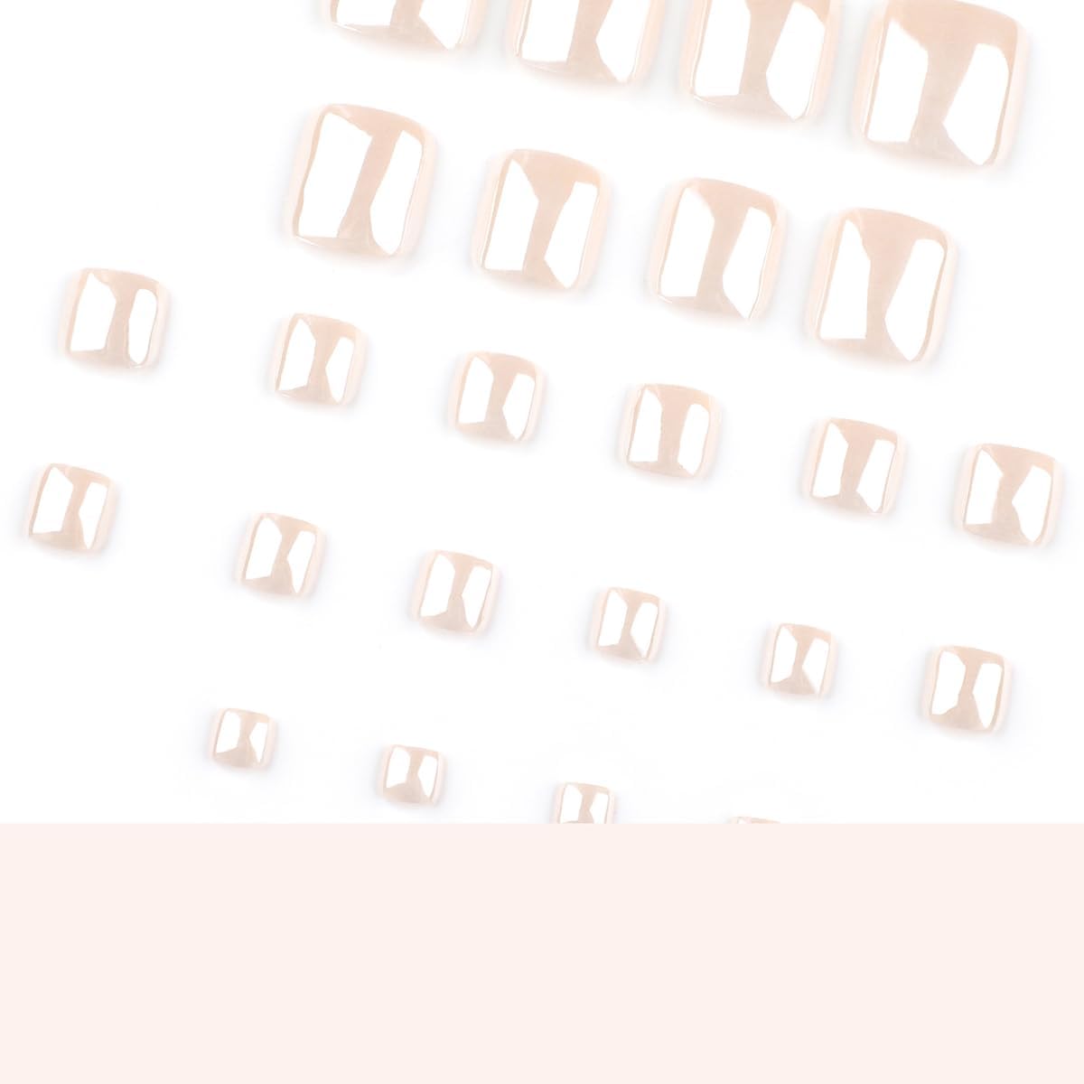Press on Nails and Toenails Set - 48Pcs Short Almond Chrome Fake Nails, Short Square Chrome False ToeNails, Reusable Nude Glue on Nails for Women Manicure & Pedicure Nail Kit