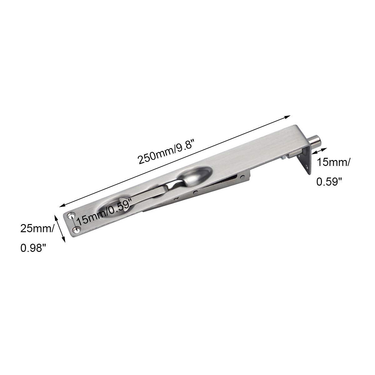 TOGU 2 Pack 10" Solid Stainless Steel Lever Action Flush Bolt,Concealed Security Door Lock For Composite Doors,French Doors,Wood Doors,Double Doors,Dummy Doors,Brush Stainless Steel Finish