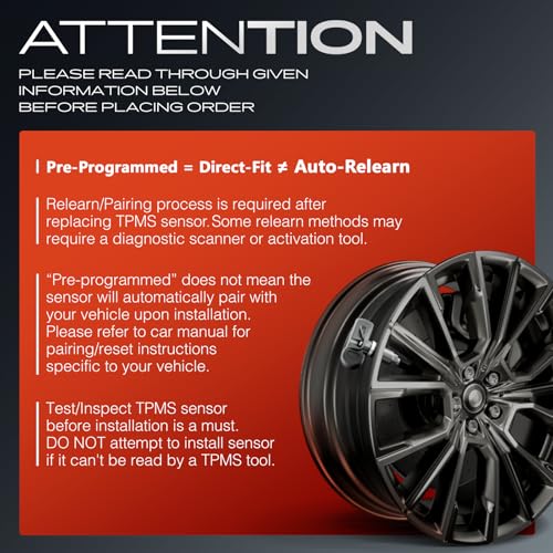 A-Premium 4PCS Pre-Programmed TPMS Sensor Tire Pressure Monitoring Sensor - Compatible with Chevy, GMC, Cadillac & Buick - Camaro, Cruze, Malibu, Silverado, Sierra, Terrain, Yukon, Lacrosse - 433MHz