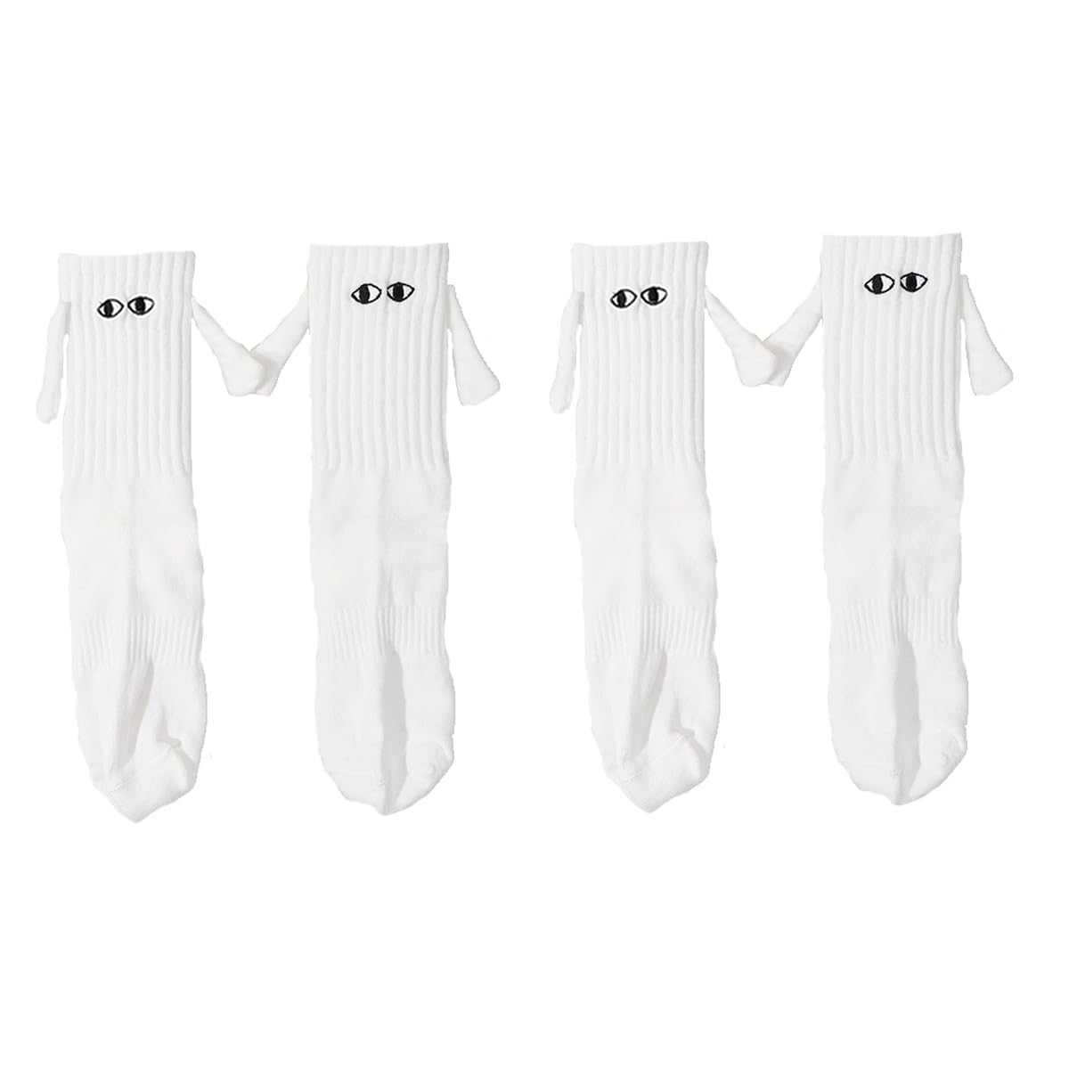 Yawlsow 2 Pair Holding Hands Socks, Funny Magnetic Suction 3D Doll Couple Socks,Unisex Couple Socks