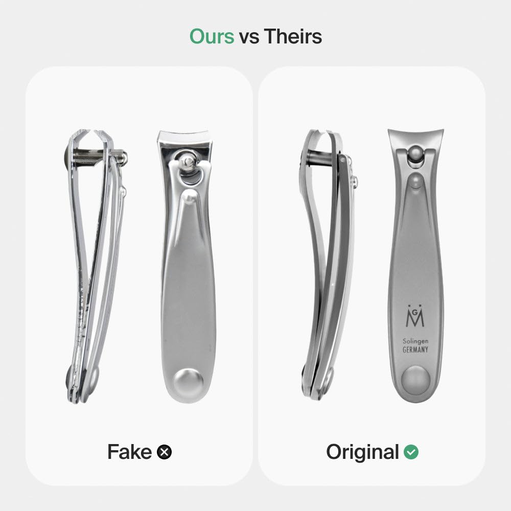 GERMANIKURE Professional Large Nail Clipper (8 cm) - FINOX Surgical Stainless Steel Manicure and Pedicure Tools in Leather Case- Ethically Made in Solingen Germany - 4712 - Travel Size Nail Care