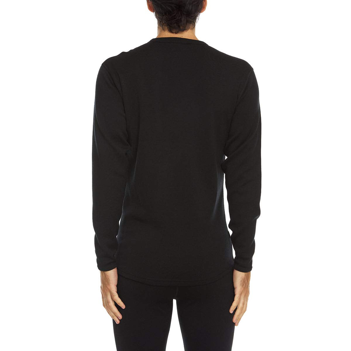 100% Merino Wool Expedition Weight Mens Crew Shirt - Heavy Weight Base Layer Top - Extreme Cold Weather Gear - Black - Medium