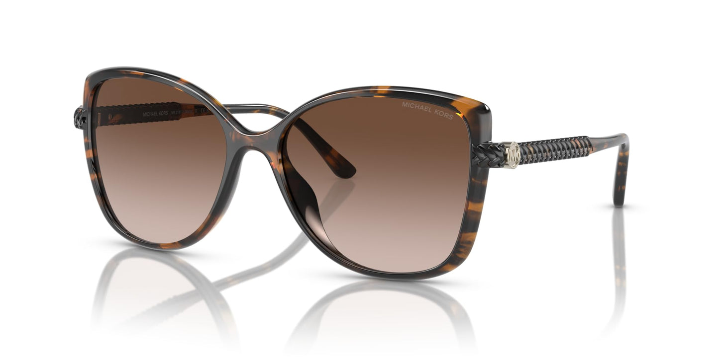 Michael Kors Women's MK2181U Malta Universal Fit Butterfly Sunglasses, Dark Tortoise/Brown Gradient Polarized, 58 mm
