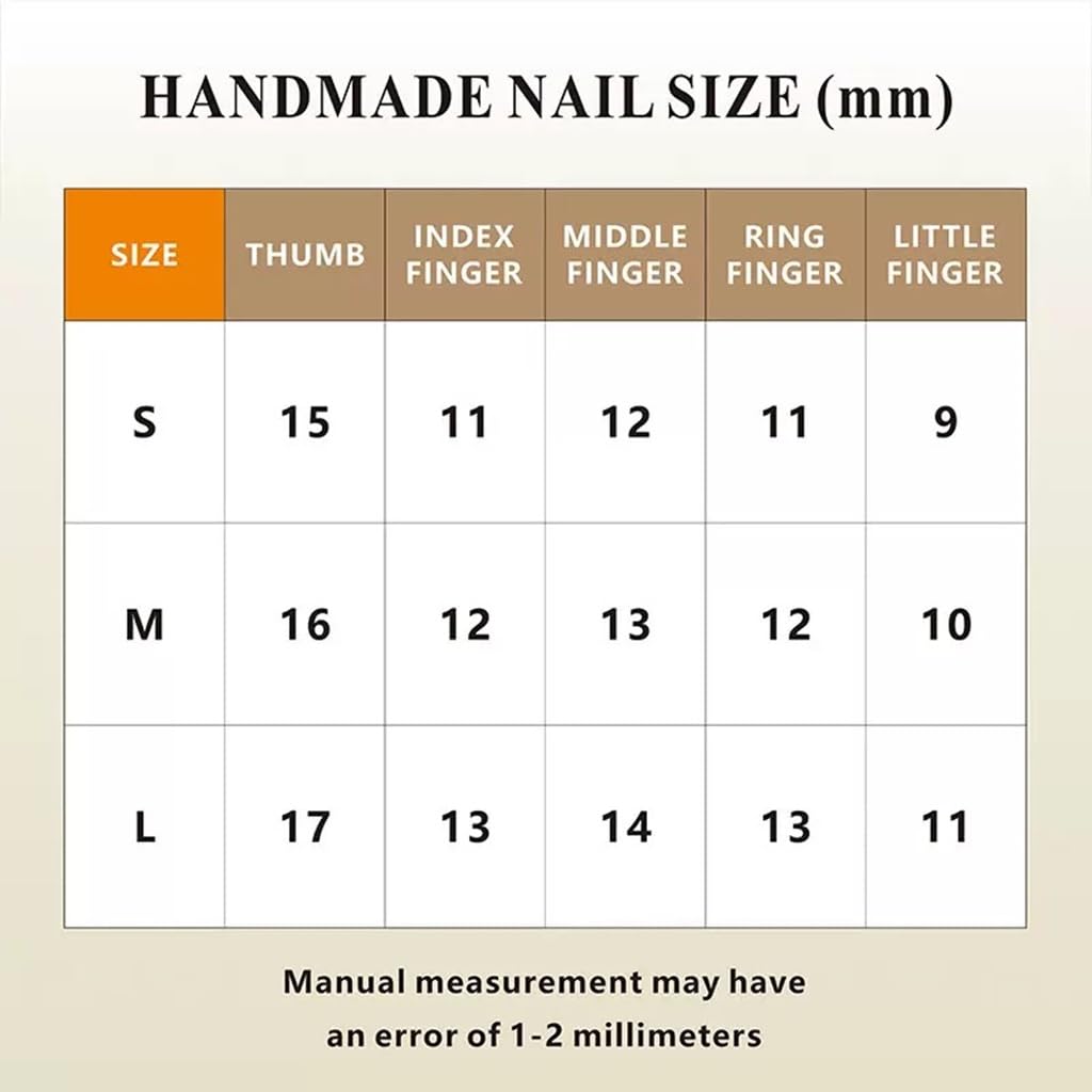 Medium Press on Nails Almond - Handmade Fake Nails with Flower Gold Line Deisgn - Ombre Brown False Nails Fall Nails Press ons for Women - (Size L)