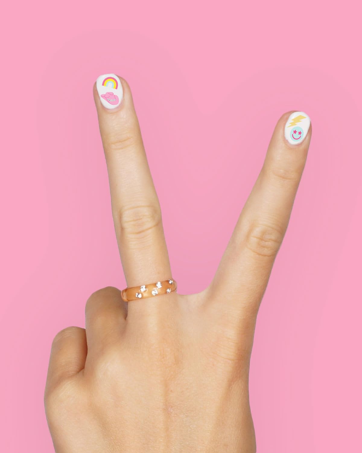 xo, Fetti Party Preppy Nail Stickers | 496 Stickers | Girly Party Accessory, Rainbow Bachelorette Decorations, Smiley Birthday Manicure, Butterfly Adhesive Press Ons