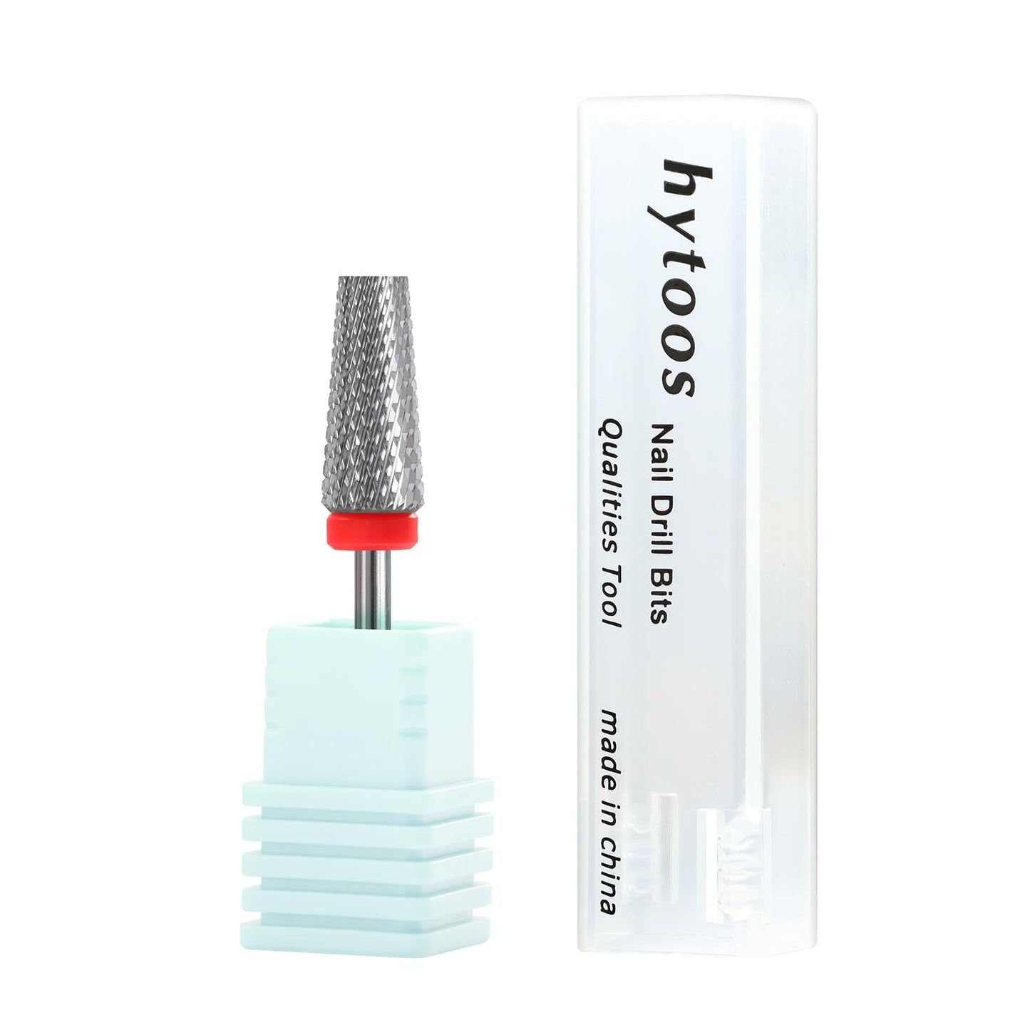 HYTOOS Flat Top 5 in 1 Nail Drill Bit Professional Tungsten Carbide Cross Tapered Nail Bits 3/32" 2 Way Electric File Nail Drill Accessories Manicure Gel Polish Removal Tool F