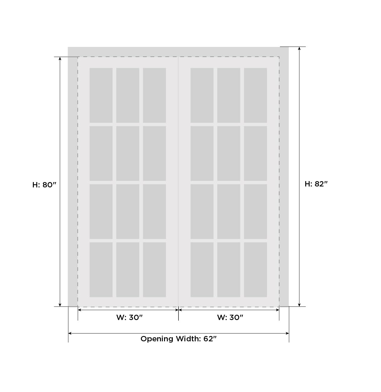 SARTODOORS Quadro 4002 | Double Swing Interior French Doors with Glass with Frosted Glass, MDF, Hardware Included, 60x80, Black, Modern