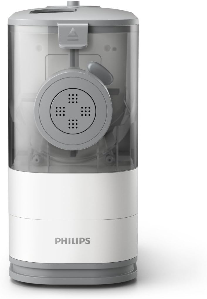 Philips Kitchen Appliances Compact Pasta and Noodle Maker, Viva Collection, Comes with 3 Default Classic Pasta Shaping Discs, Fully Automatic, Recipe Book, Small, White (HR2370/05)