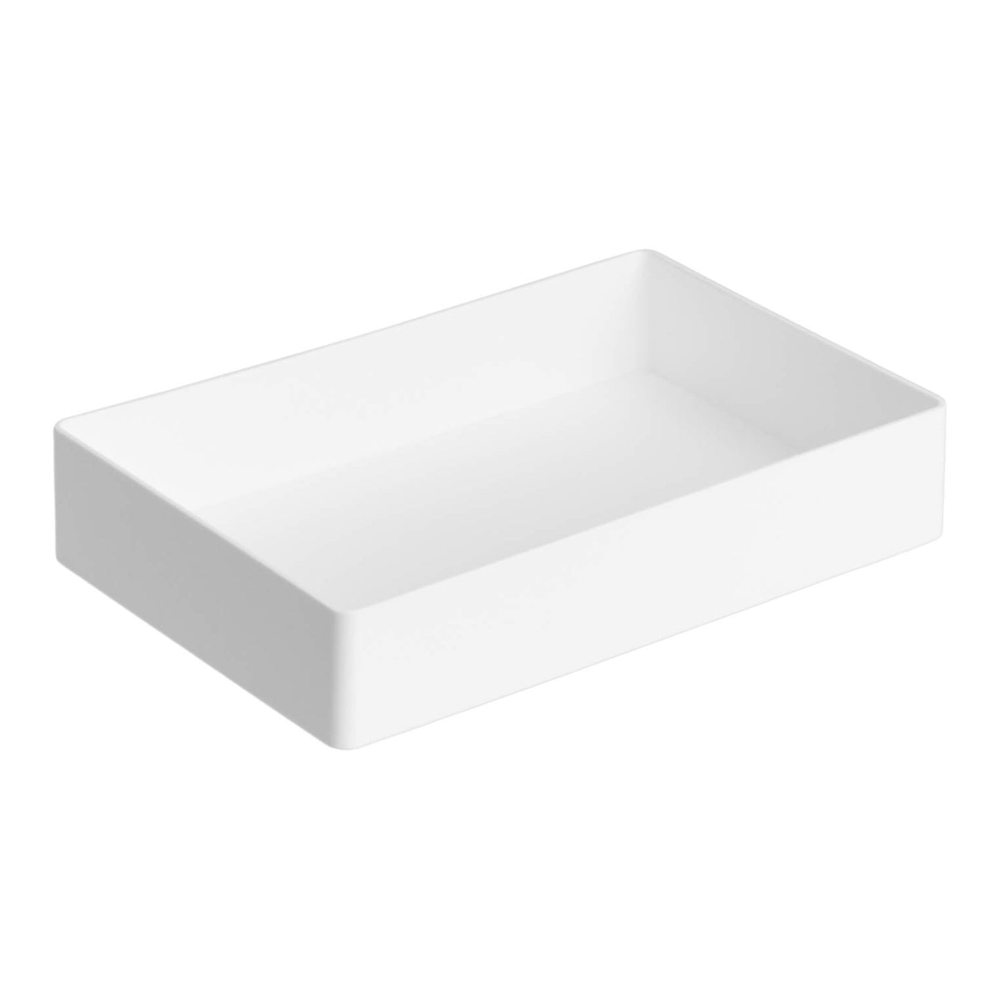 Amazon Basics Rectangular Plastic Desk Organizer Bundle, 3 Pieces Letter Tray/Accessory Tray, White