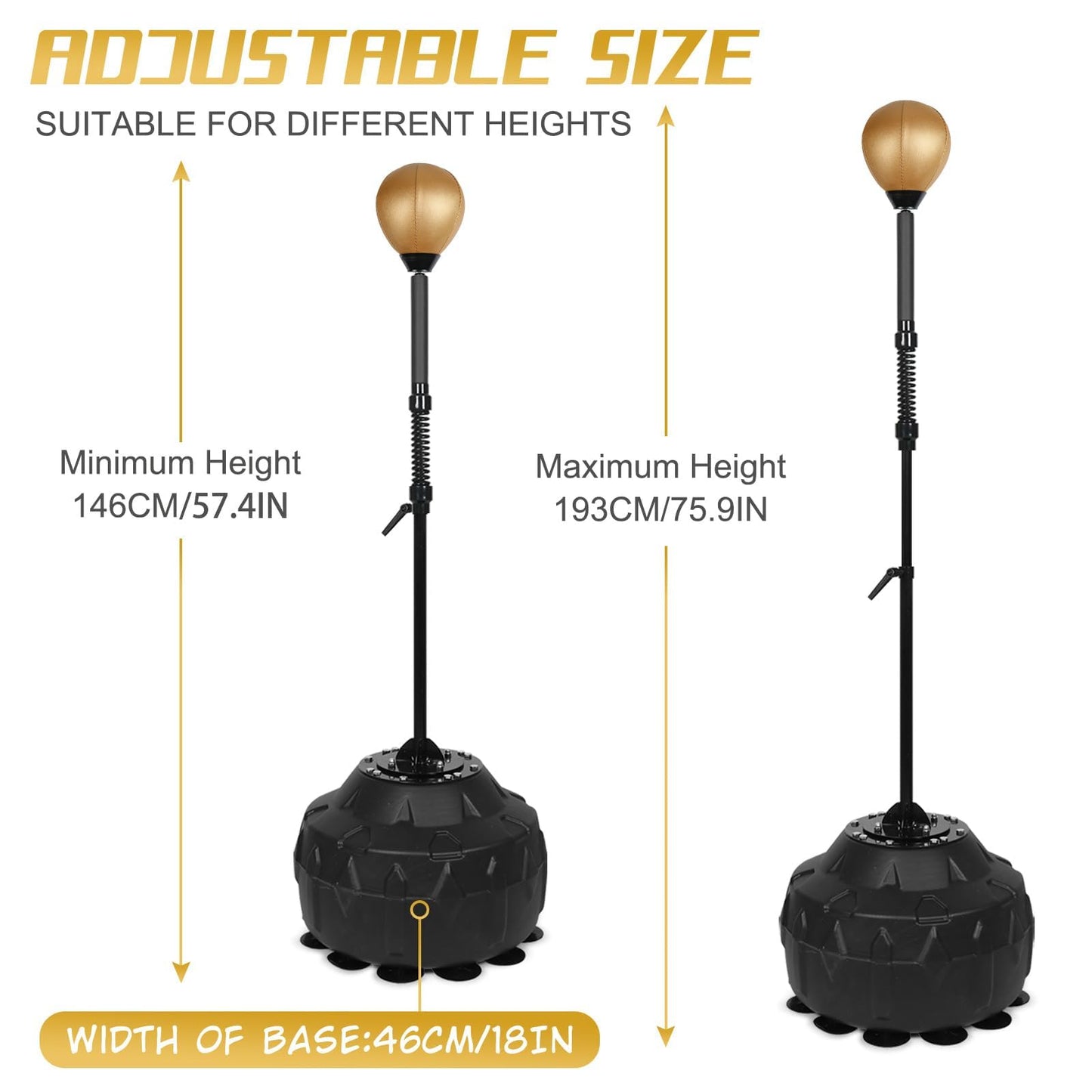 Reflex Bag Adjustable Height Speed Bag Punching Bag Free Standing Boxing Bag Reinforced Spring Strong Durable Relief Stress Ball