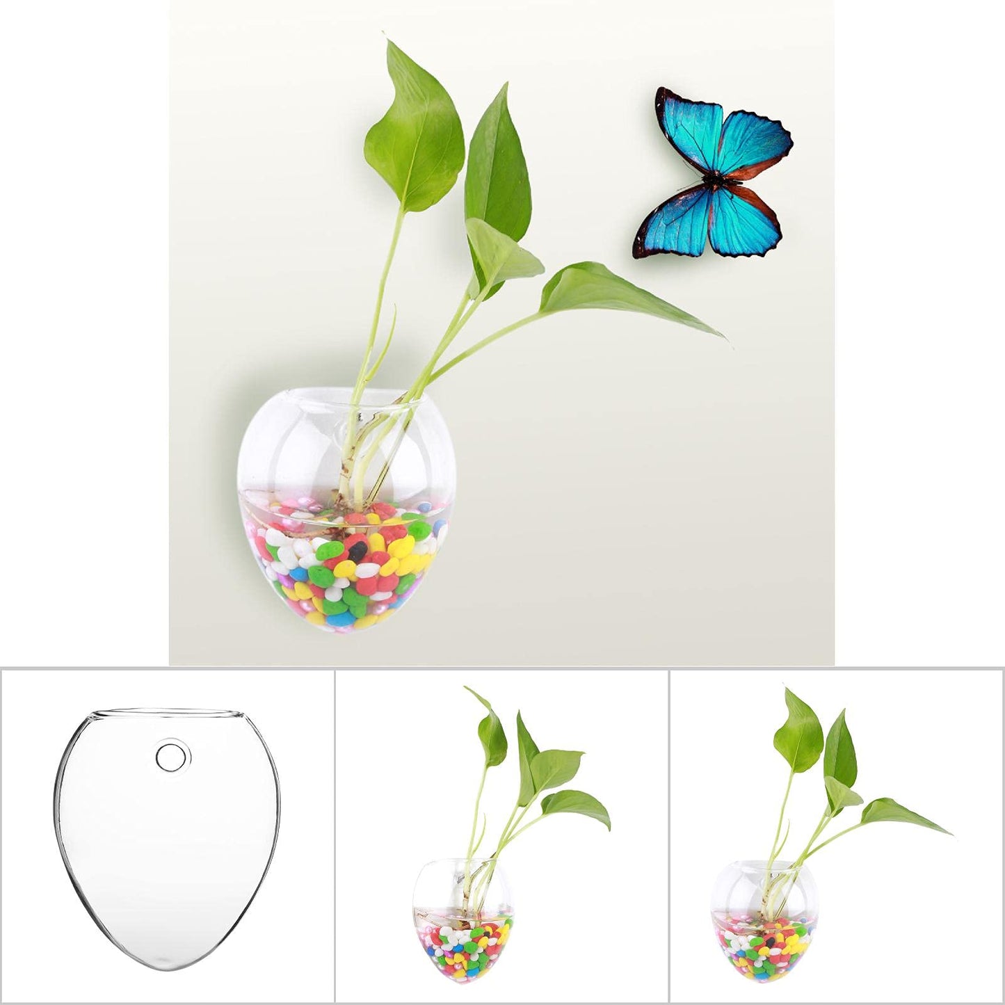Jwthee 2Pcs Wall Planter, Glass Terrarium Hanging Plant Holder Wall Hanging Glass Terrariums Planter Wall Hanging Glass Propagation Plant Terrarium Container for Propagating Hydroponic Plants(F)