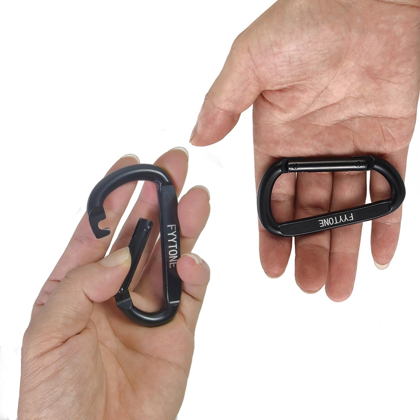 FYYTONE Black Steel Heavy Duty Carabiner Clip, 880 lbs 3" Carabiners D Ring Spring Snap Hooks for Hammocks, Camping, Hiking, Keychains, Outdoors and Gym, Dog Leash. (6 pcs 3" Carabiners)