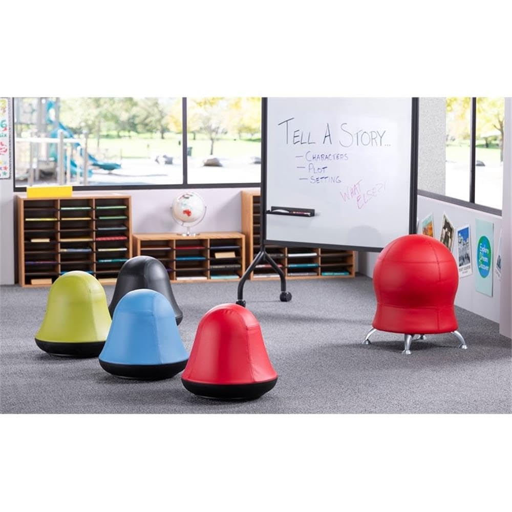 Safco Runtz Swivel Ball Chair for Kids, Anti-Burst, Exercise Ball Chair, 360° Rotation, Supports Movement, Better Posture and Balance, Red