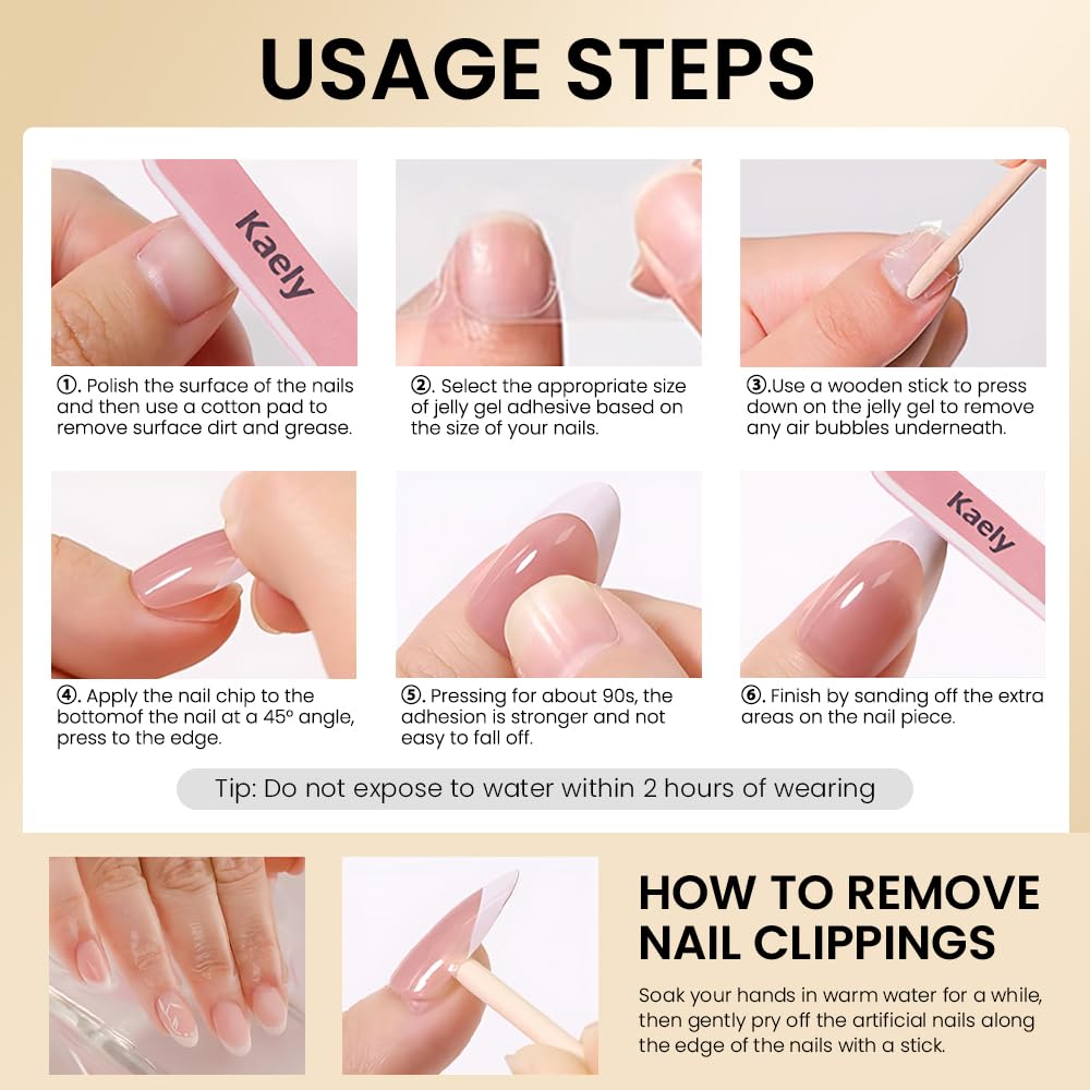 evpct 3D Nude Bohemian Design Press on Nails Medium Almond No Glue, Nude Gold Star Glossy Stick on Nails for Women with Kit, Reusable Soft Stick on Fake Nail with 3D Gold Stars Designs Perfectly Fit