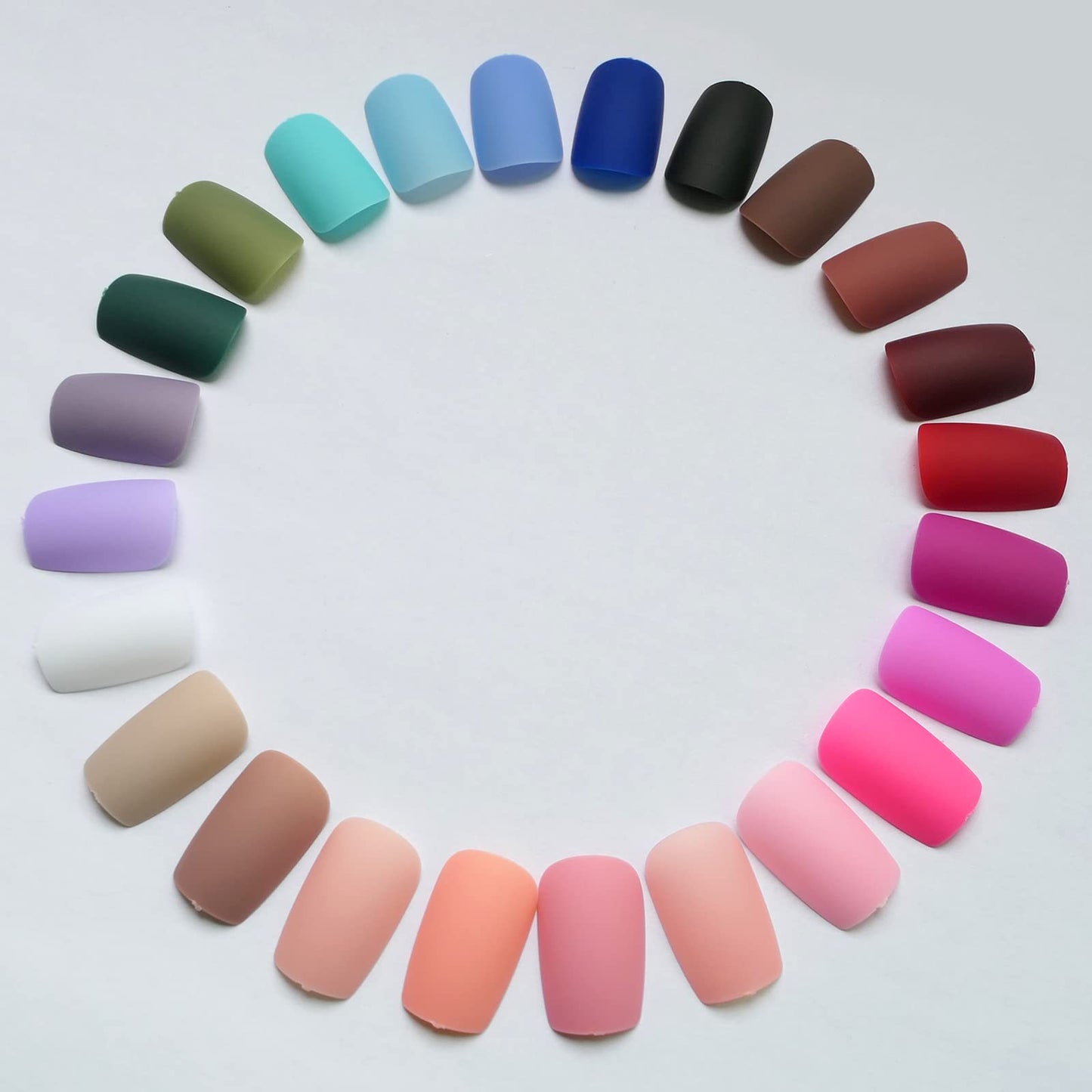 LoveOurHome 576pc Square Press on Nails Medium Fake Nails Matte Glue on Nail Medium Acrylic Nails Press ons Nail Square Artificial Fingernails Stick Presson Nail Tips for Women Girls