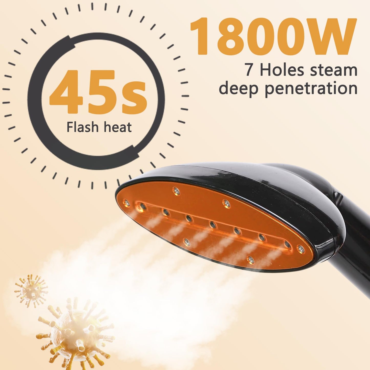 Standing Steamer for Clothes, 5L Large Capacity Standing Garment Steamer | 1800W with 45s Fast Heat-up, 90 Minutes Continuous Powerful Steam