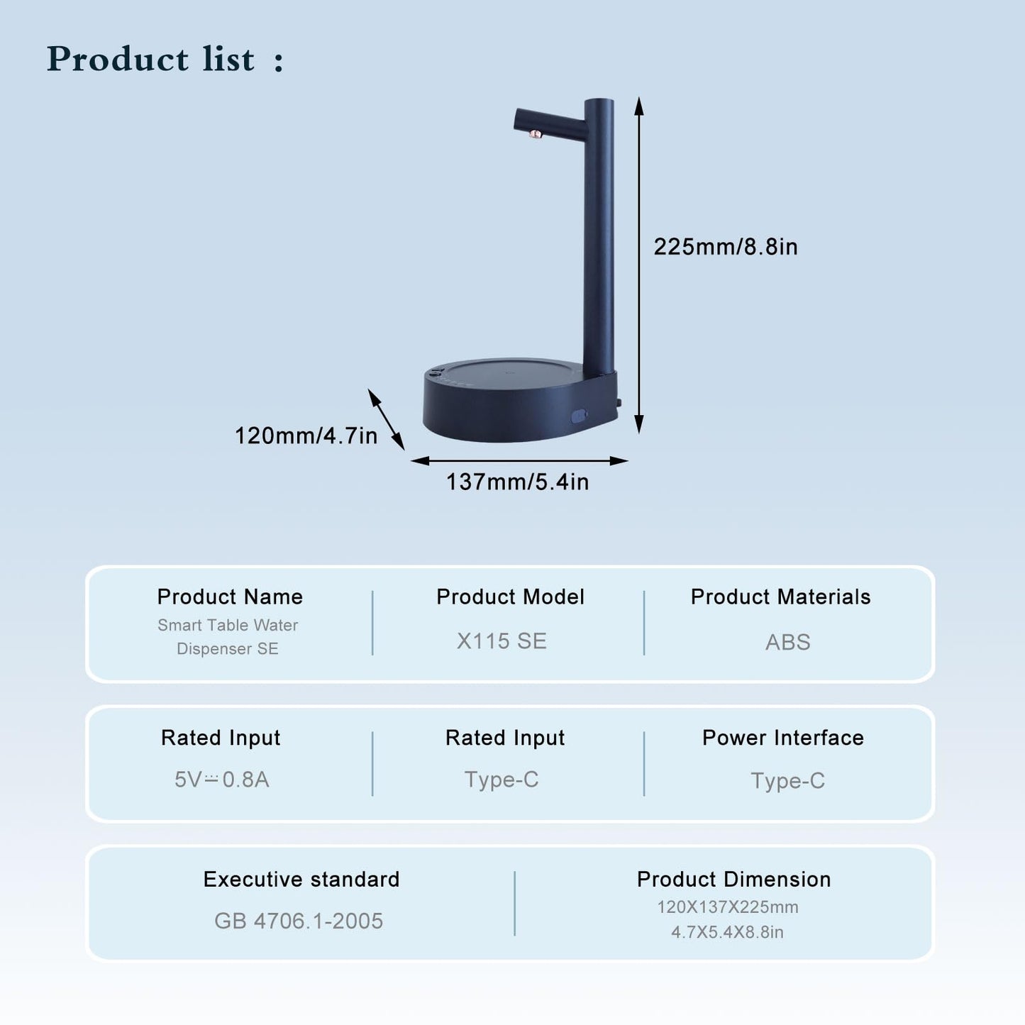 Portable Water Bottle Dispenser Pump Smart USB Charging Desktop Water Dispenser Water Dispenser with 7 Levels of Intelligent Quantitative Water for Home Office Outdoor (Blue)