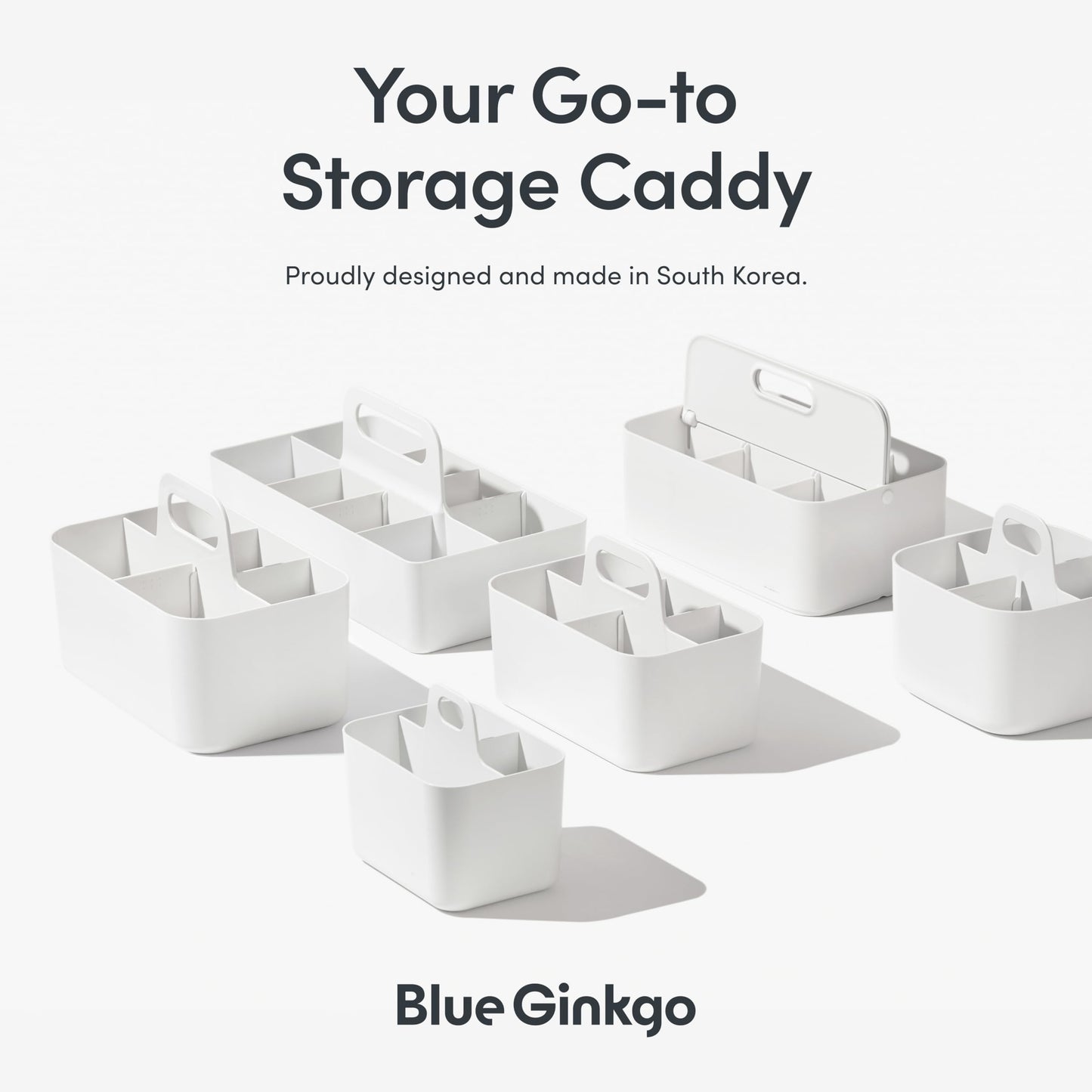 BLUE GINKGO Stackable Organizer Caddy – Korean-Made Portable Tote for Bathroom, Office, Crafts, or School Supplies (Rectangle, Pink)