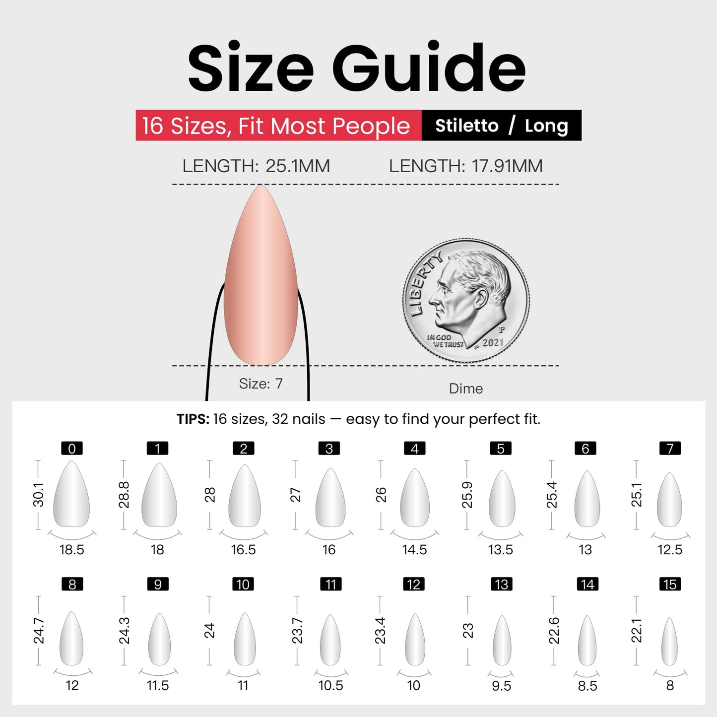 CurvLife Soft Gel Stiletto Almond Press-On Nails Long, Reusable Fake Nails with Glue & Adhesive Tabs, 30PCS Salon-Quality Stick-On Nails for At-Home Manicure (Ivory Bloom)