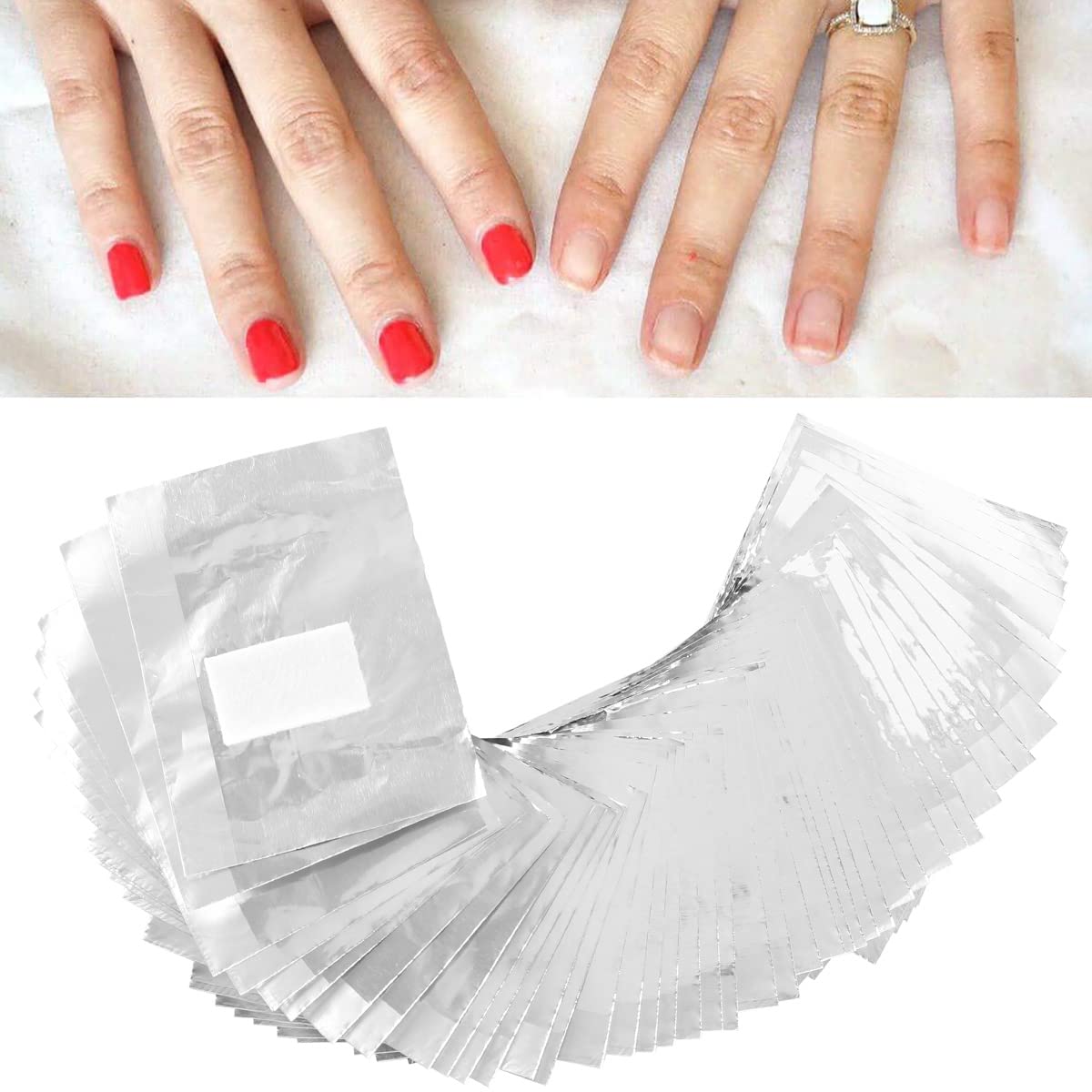 1000Pcs Nail Polish Remover Gel Nail Foil Wraps Aluminium Soak Off Foils Cotton Pads Gel Nail Polish Wraps Removal Tool Kit Finger Nail Polish Remover with Lint Free Lager Cotton Pad (1000PCS)