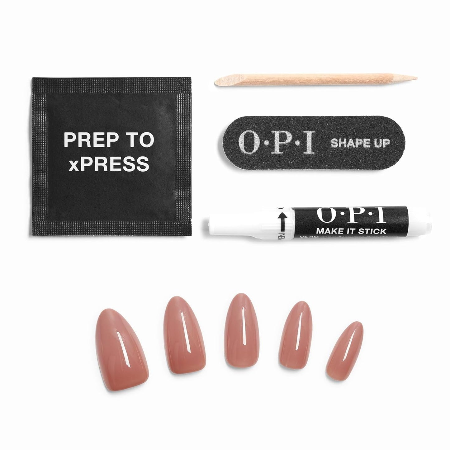 OPI xPRESS/ON El Mat-Adoring You | Soft Neutral Long Almond Press On Nails | With Nail Glue | Long Lasting, Reusable, Non-damaging