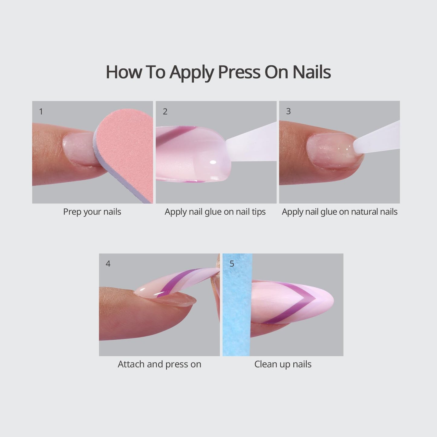 BTArtbox Extra Short Press On Nails - Sky Transition, Easy-to-Apply Light Blue Almond Press On Nails with Glue and Adhesive Tabs in 16 Sizes - 32 Nails All-in-One Kit