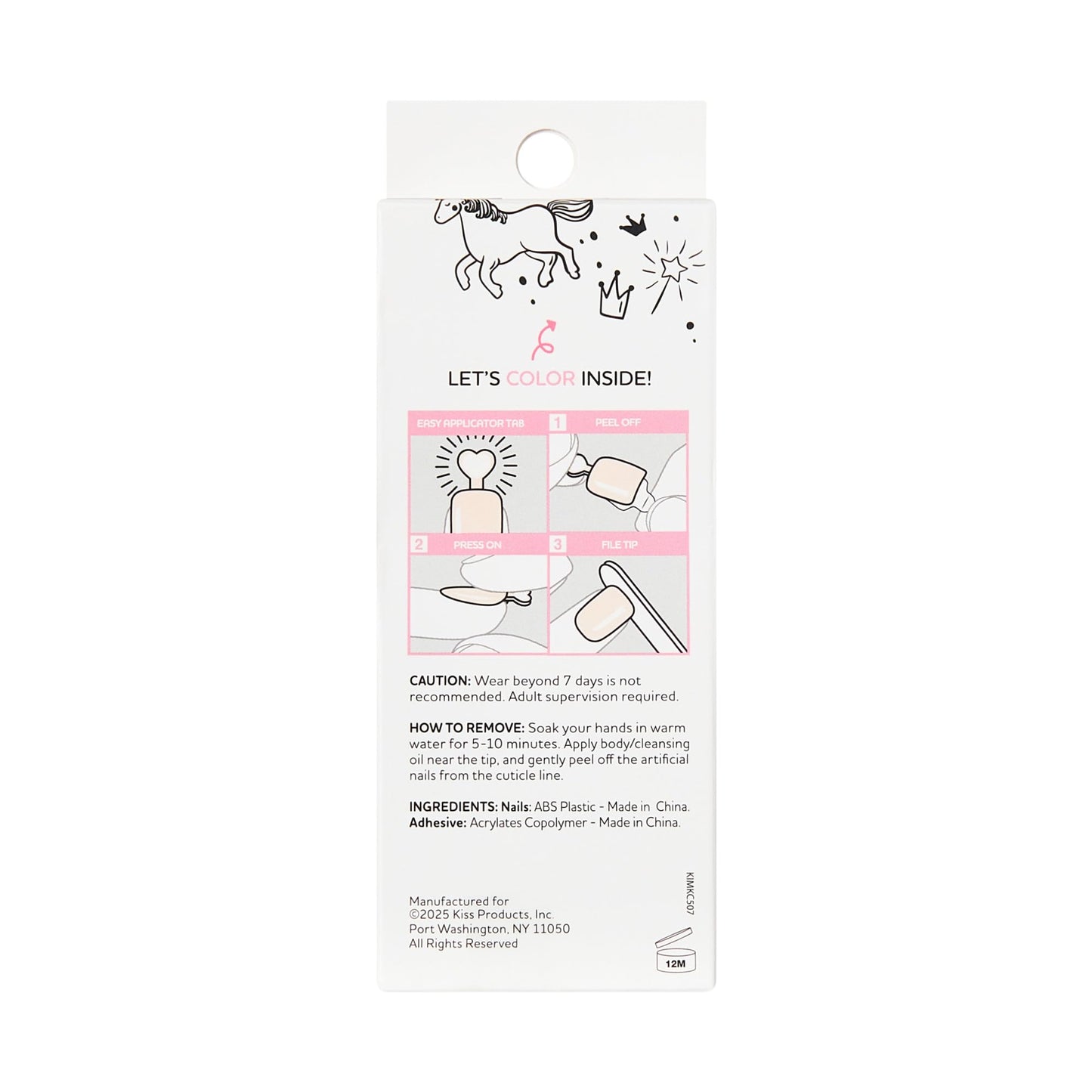KISS imPRESS No Glue Mani Press On Nails, Mini, 'Berry Best', Multicolor, Kids Size, Squoval Shape, Includes 20 Nails, 1 Mini File (Pack of 2)