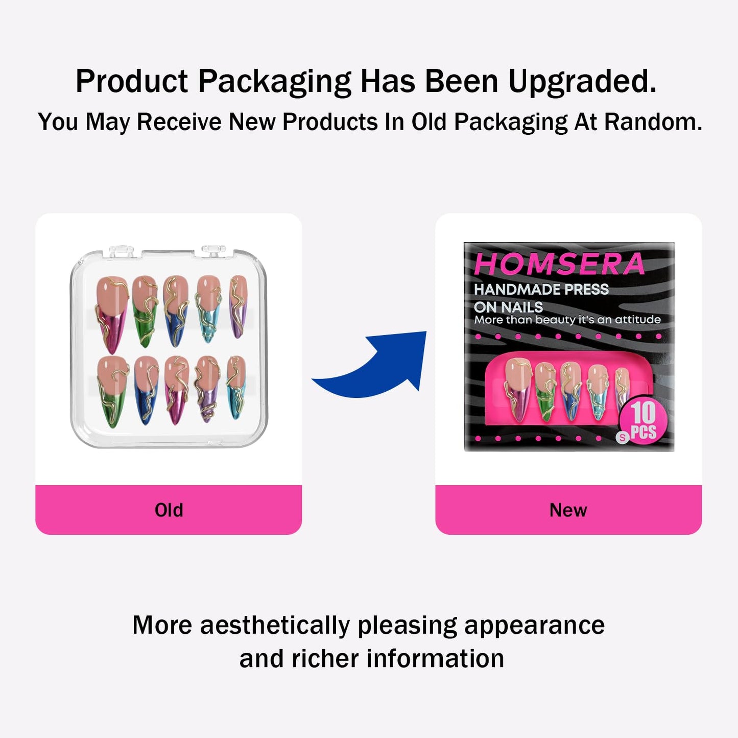 HOMSERA Handmade Press On Nails long Coffin, Reusable Stick On Fake Nails with Nails Glossy Stick on Nails Full Elegant Sexy Style For Women
