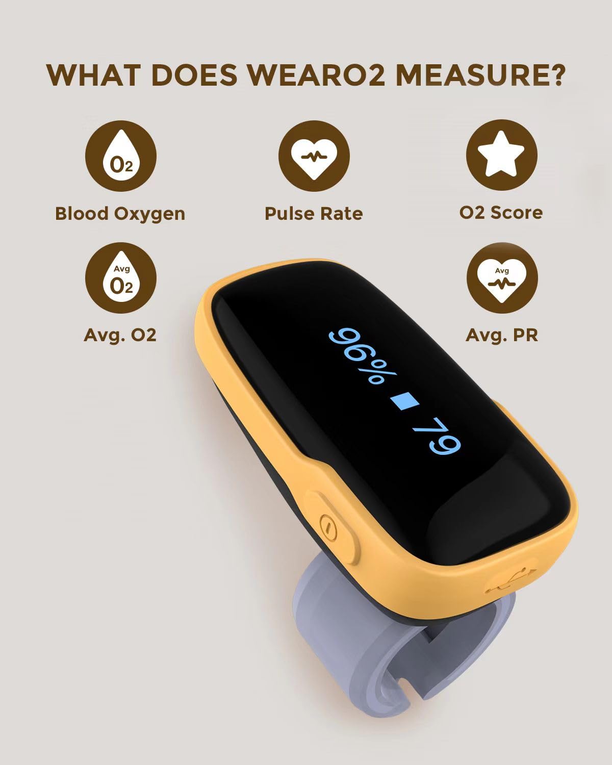 Vibeat Pulse Oximeter for 12 Hours Continuous Tracking, WearO2 Bluetooth Finger Oxygen Monitor, Notification of Low O2, Wearable Ring Blood Oxygen Meter, Free App & PDF Report
