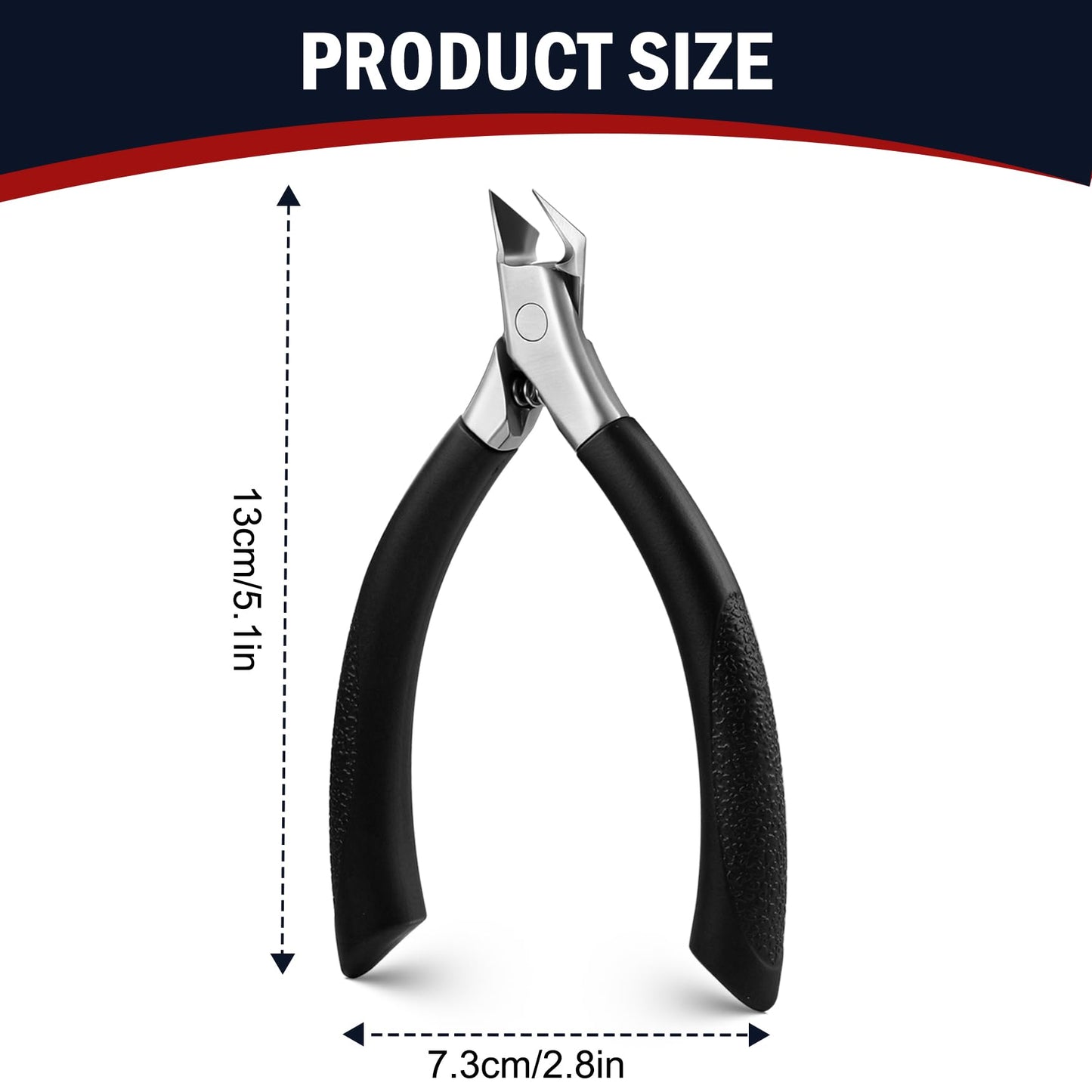 FVION Toenail Clippers for Ingrown Toenail, Straight Nail Clippers for Ingrown Toenails, Professional Ingrown Toenail Treatment for Adults, Seniors, Men and Women (Black)