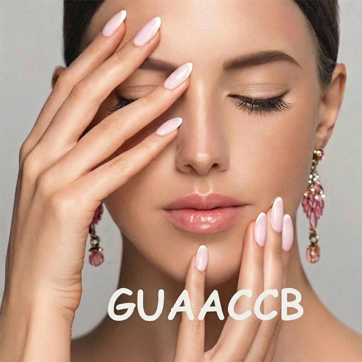24Pcs Pink Flower Press on Nails Short Ellipse Spring Fake Nails with White Lines Butterfly Design Cute Acrylic Nails Green Leaf False Nails Rose Floral Glue on Nails for Women Spring Summer Manicure