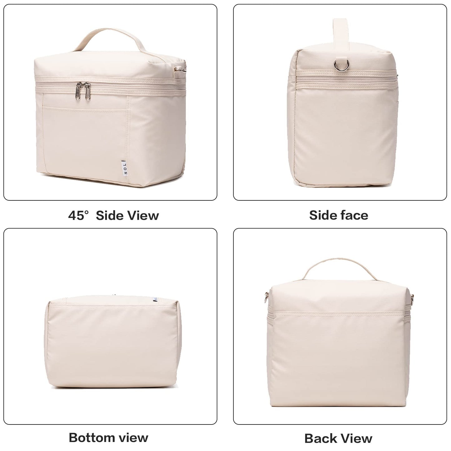 NOL Natural Organic Lifestyle Insulated Lunch Bags for Women Cooler Bag Lightweight Nylon Waterproof Lunch Box For Work(Medium, Cream