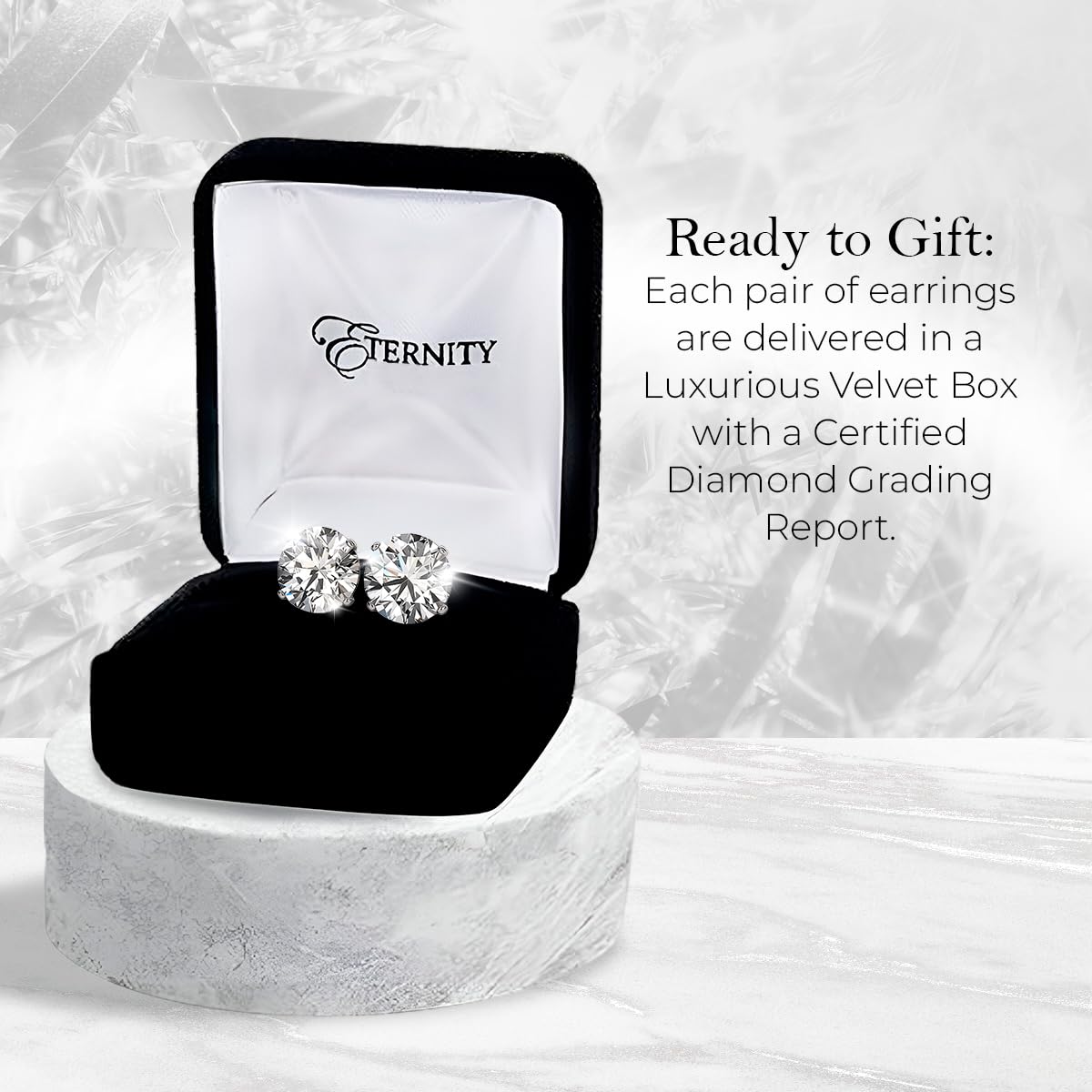 Certified 4.0 Carat Lab Grown Diamond Earrings in 14K White Gold, H/SI Color/Clarity, Premium Collection of Diamond Stud Earrings for Women and Men, Quality Studs Made in USA