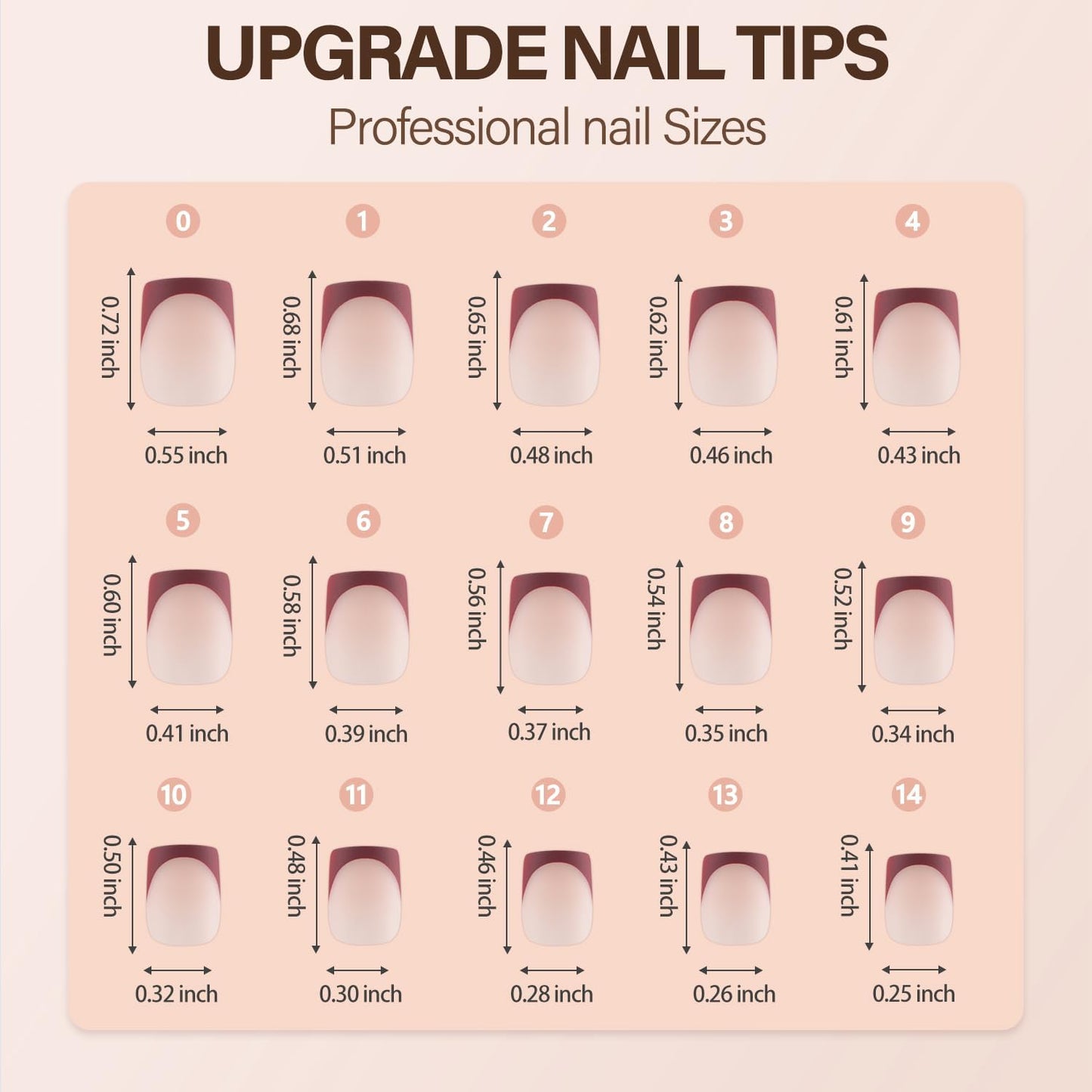300Pcs French Gel Nail Tips, Vansiho Short Square Nail Tips, Pre-French Tips Press on Nails, Acrylic Fake Nails for Nail Art DIY 15 Sizes