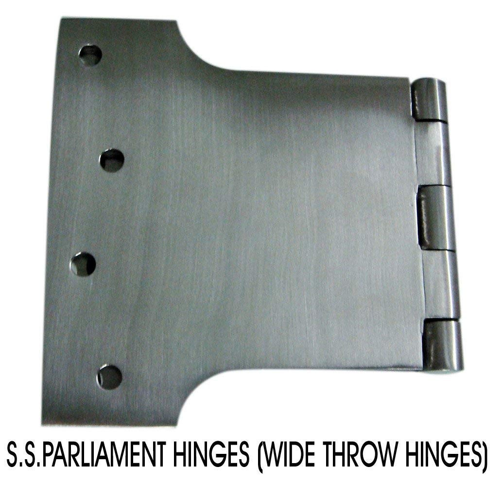 SSISKCON 4 Inch Parliament Door Hinge Wide Stainless Steel with Self Drilling Screw Heavy (Pack of 1) (Brushed Satin, 4 inch x 8 inch (195mm))