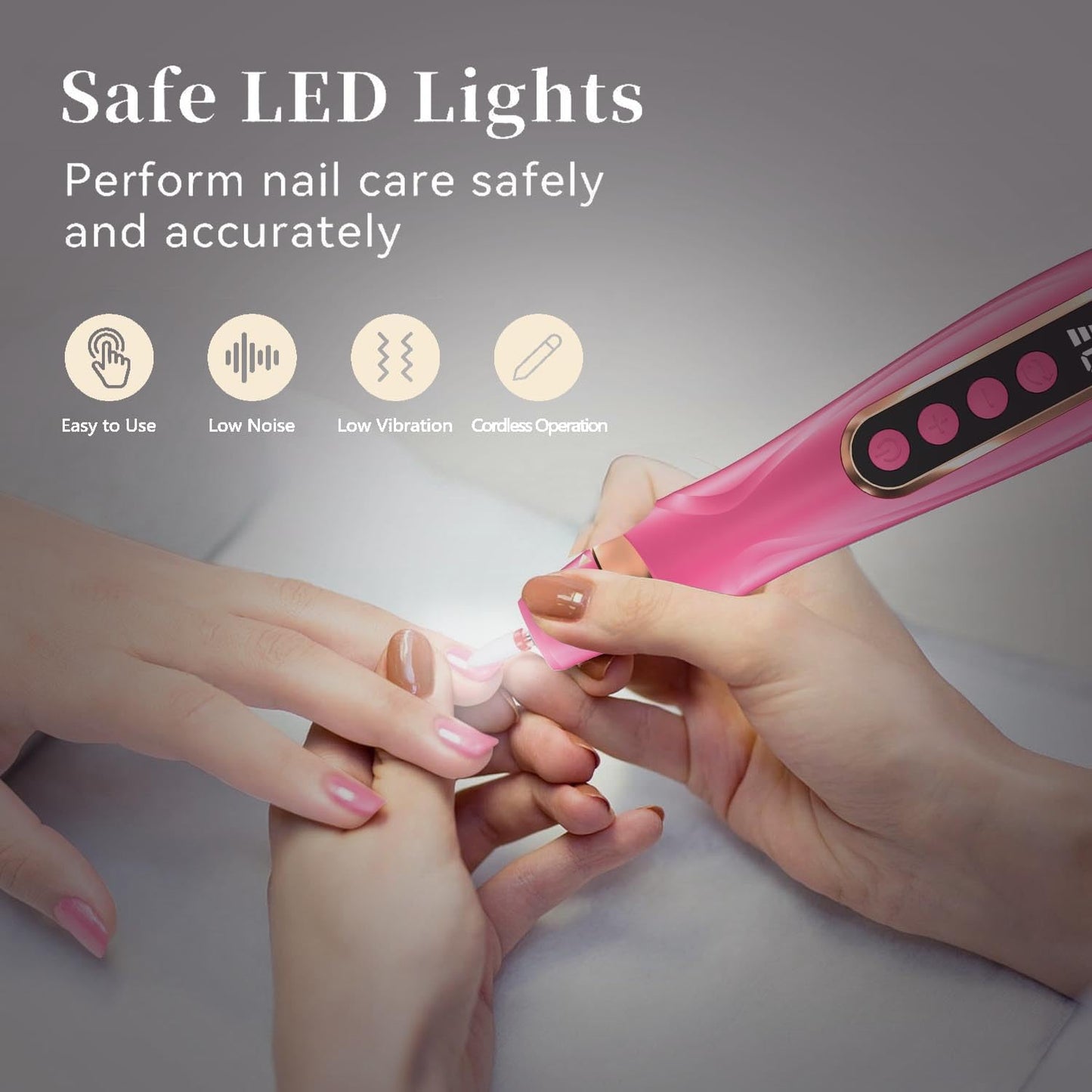HengYuaoler Professional Manicure Pedicure Kit Cordless Electric Nail File Set 6 Speed Cordless Nail Drill for Thick Nail Toenail Cuticle Hand Foot Care Nail Drill Tool(Rose)