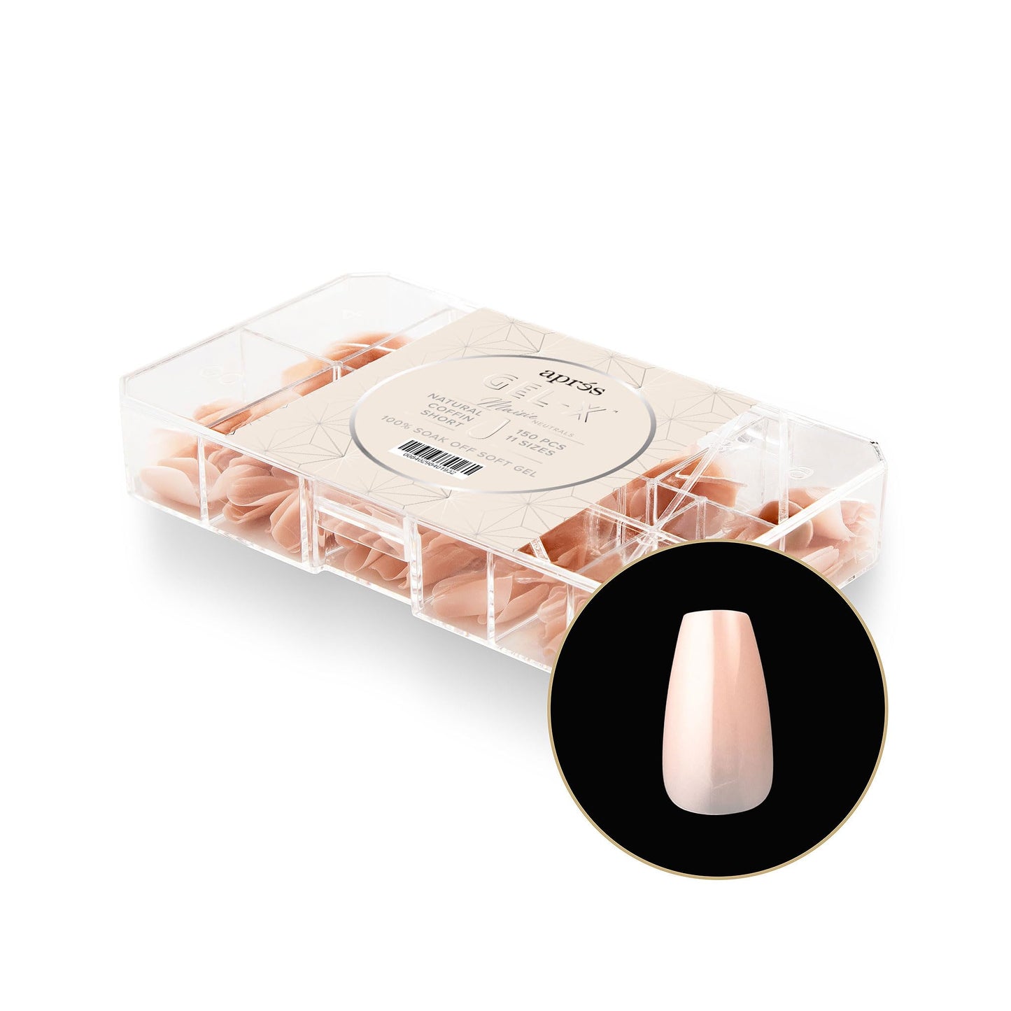 Apres Neutrals Gel-X Maisie Box Of Press On Nails, 11 Sizes 00-9, Soft Gel Nail Tip Box (150pcs) (Natural Coffin Short, 150pcs)