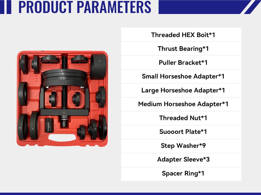 HFS (R Master Wheel Hub Bearing Remover & Installer Tool Kit - Comprehensive 21-Piece Set for Front & Rear Wheel Bearings