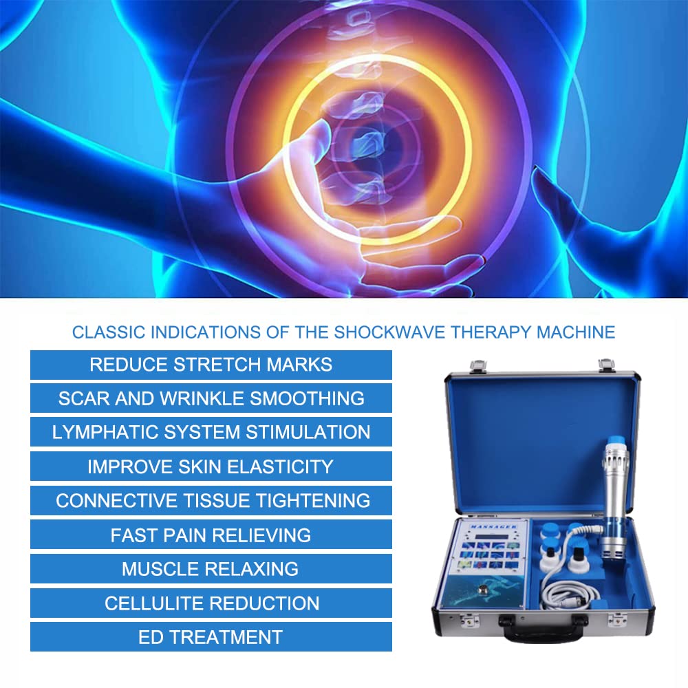 Shockwave Therapy Machine, Effective Electromagnetic Extracorporeal Shock Wave Therapy Machine Pain Relief Body Massager Muscle Relax Massage Gun with 7 Massage Heads