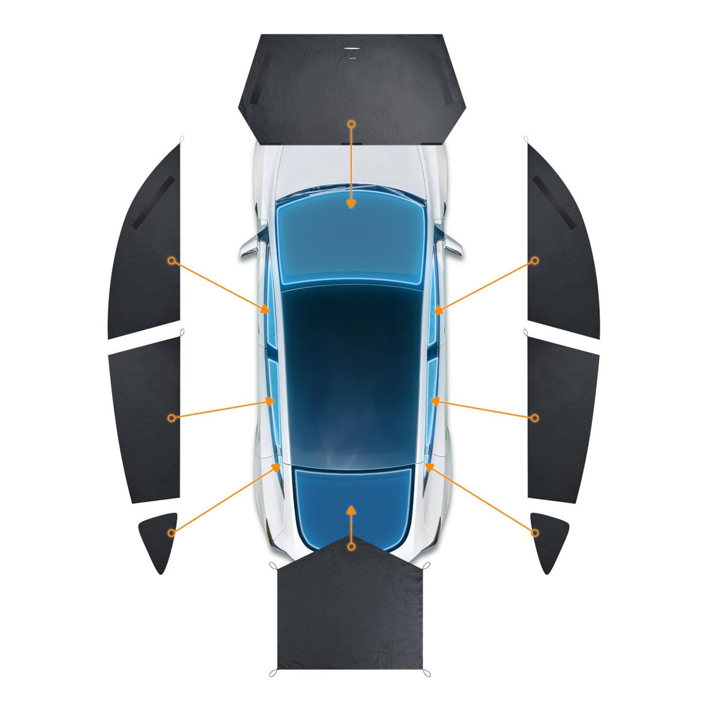 Havnby 2020-2024 Tesla Model Y Curtains Car Privacy Windshield Sun Shade for Camping Foldable Auto Accessories UV and Sun Protection 8-Piece