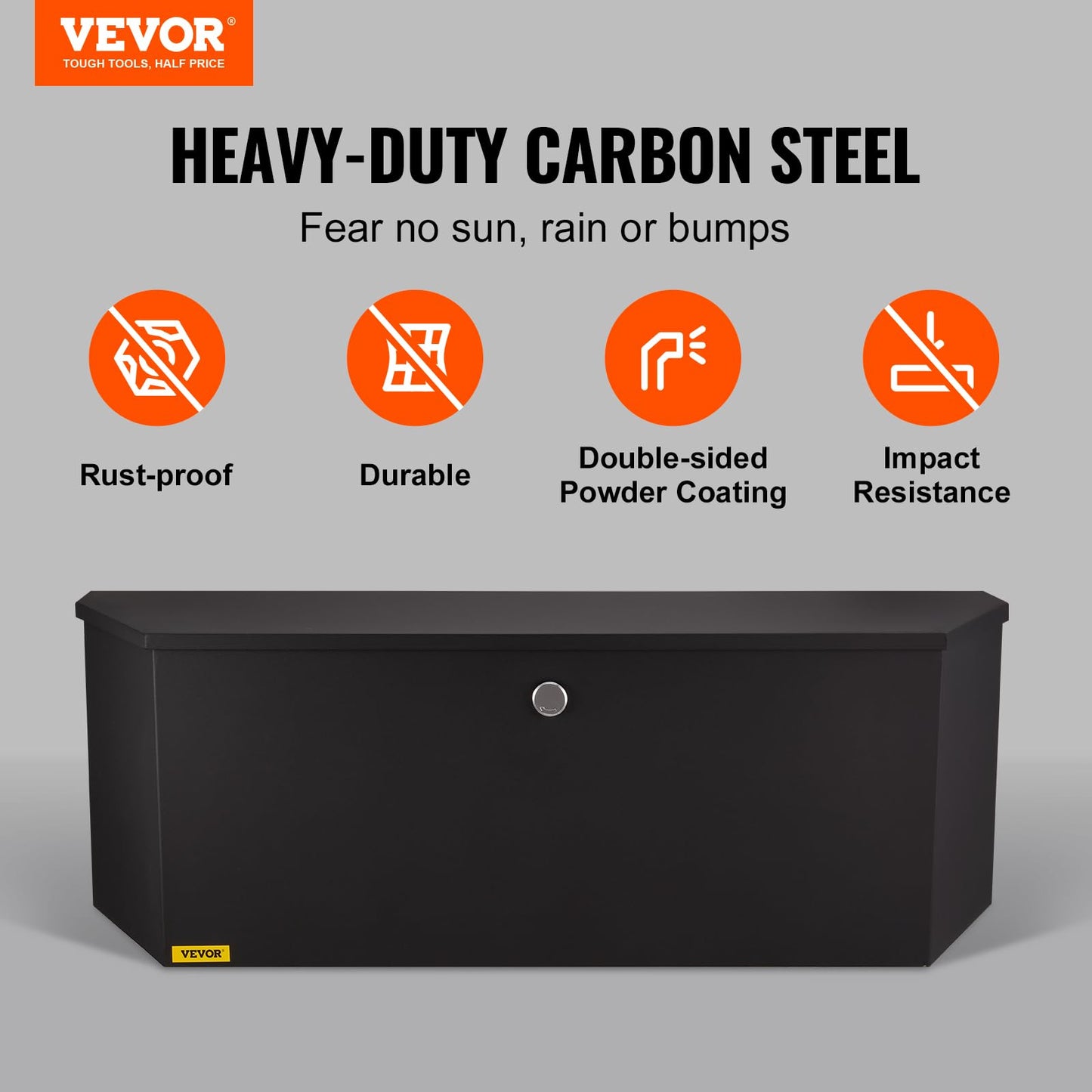 VEVOR Steel Trailer Tongue Box, 36"x12"x12" Heavy Duty Storage With Lock and Keys, Utility Tool Chest for Pickup Truck Bed, RV